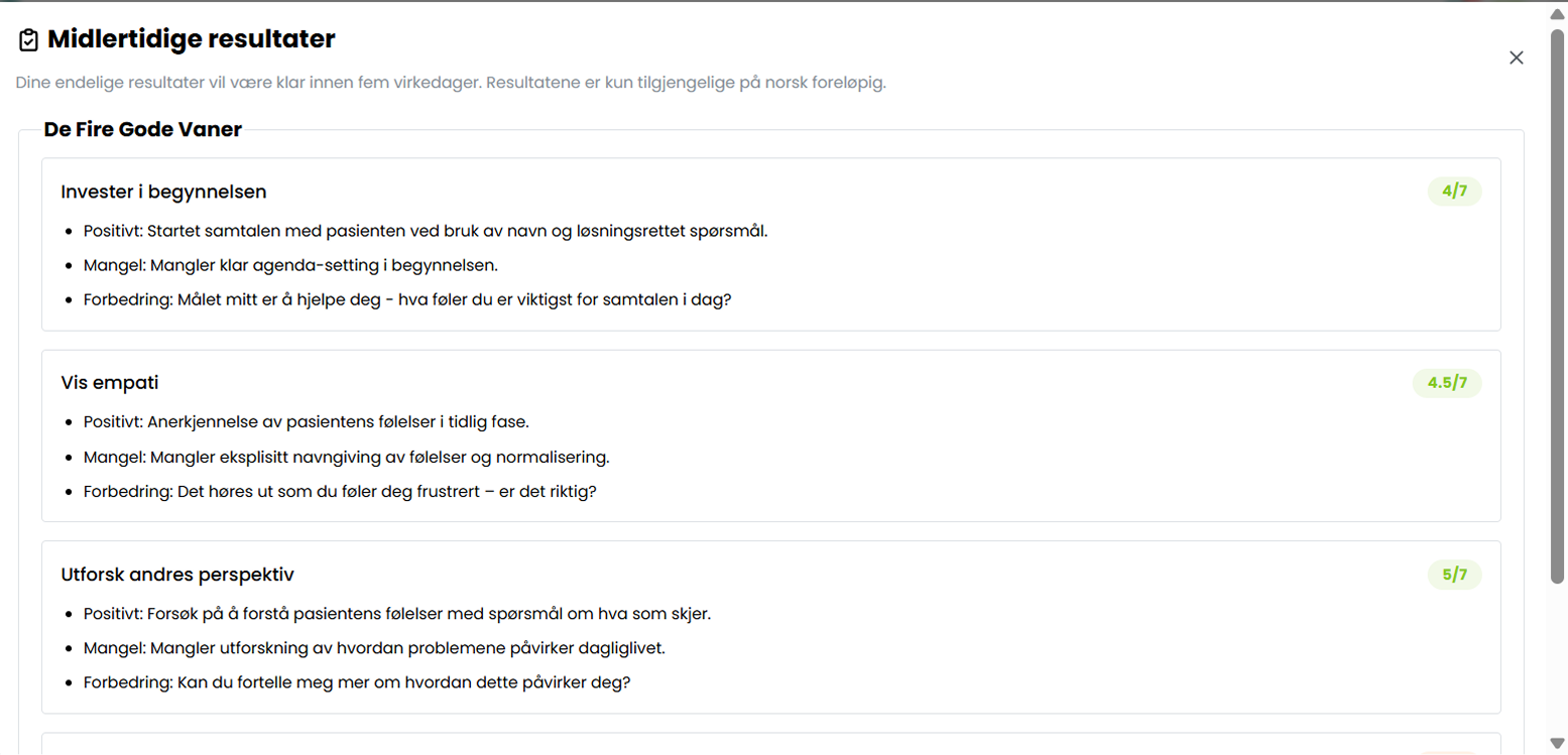Feedback and results