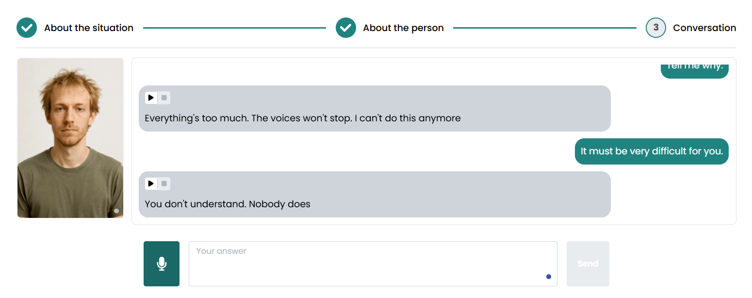 Simulation conversation interface